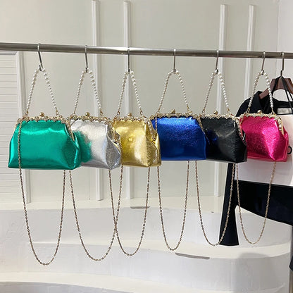 Luxury Pearl Chain Minaudière Shoulder Bag