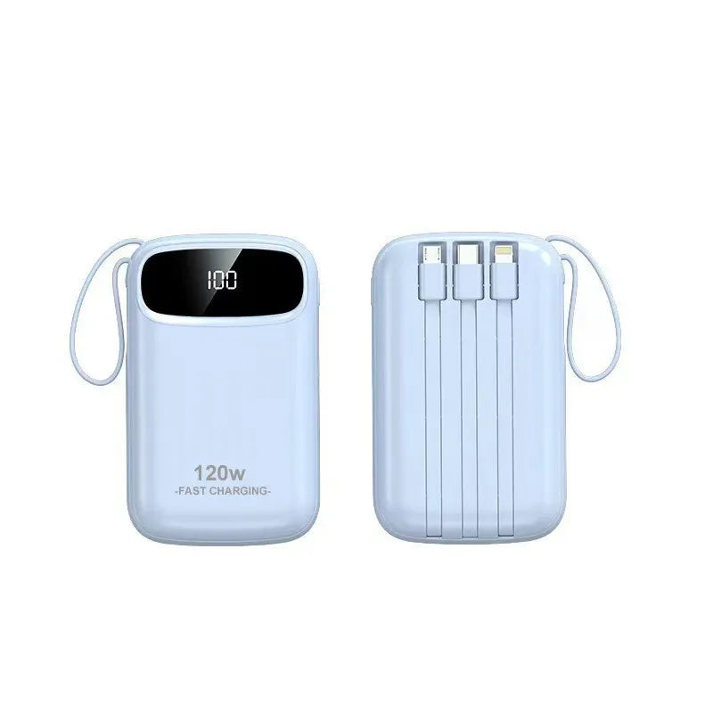 120W Fast Charging Power Bank with Built-in Cable