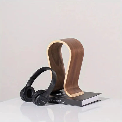 U-Shaped Wooden Headphone Stand for Desk