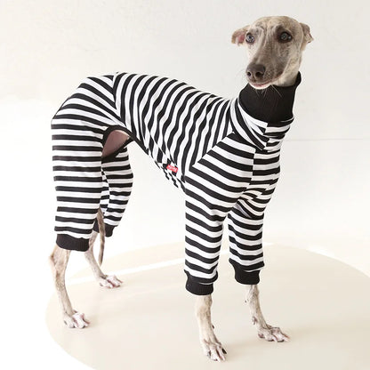 Striped Cotton Dog Pajamas for Italian Greyhounds & Whippets