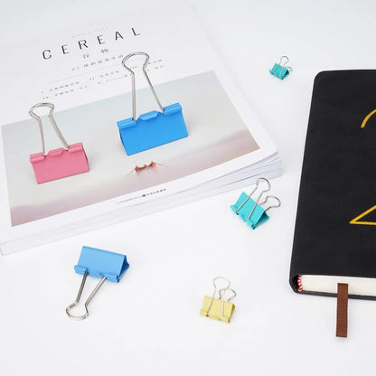 Colourful Mini Binder Clips – 40 Pack Metal Paper Clamps