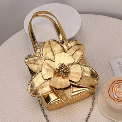 3D Floral PU Leather Bucket Handbag