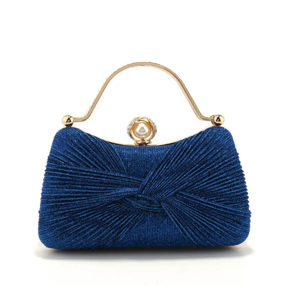 Bow Ruched Evening Clutch Bag
