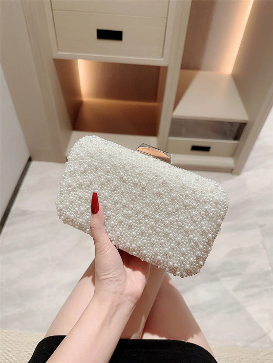 Pearl Square Box Type Evening Bag