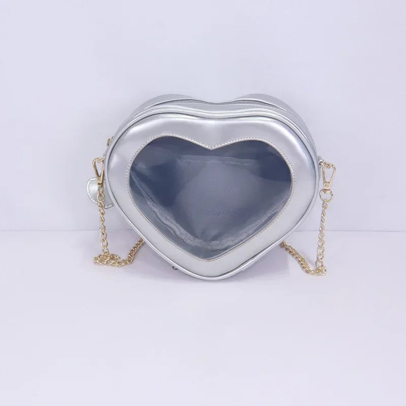 Heart-Shaped Transparent Ita Crossbody Bag