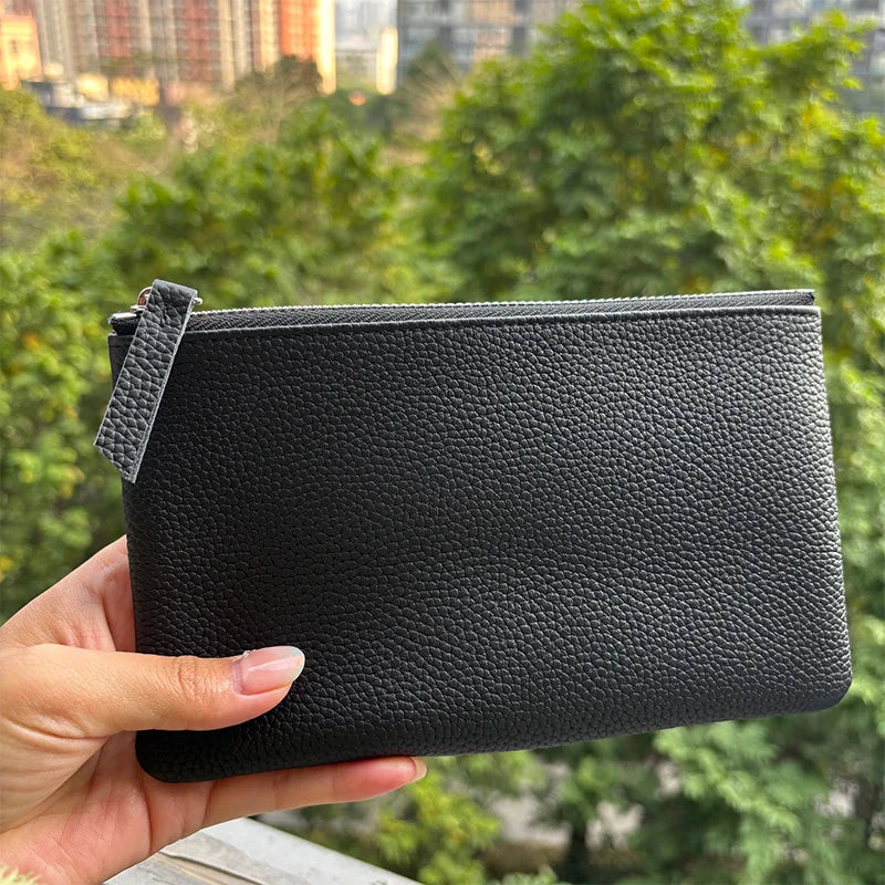 Genuine Top Grain Cow Leather Zip Wallet