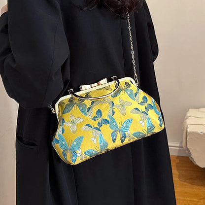 Vintage Embroidered Chain Clutch Handbag