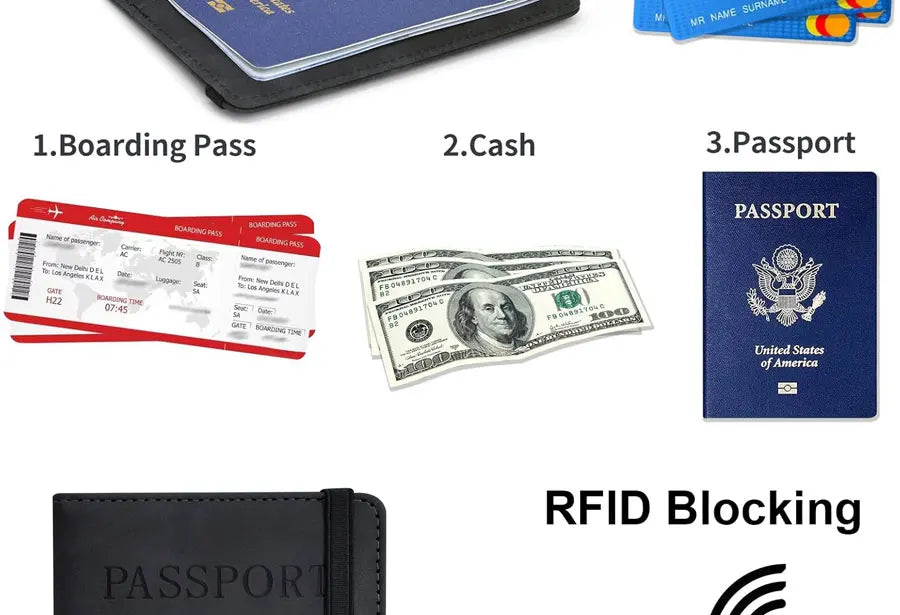 PU Leather Passport Cover and Travel Document Organizer