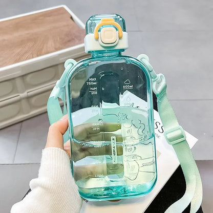 Flat Square Transparent Water Bottle