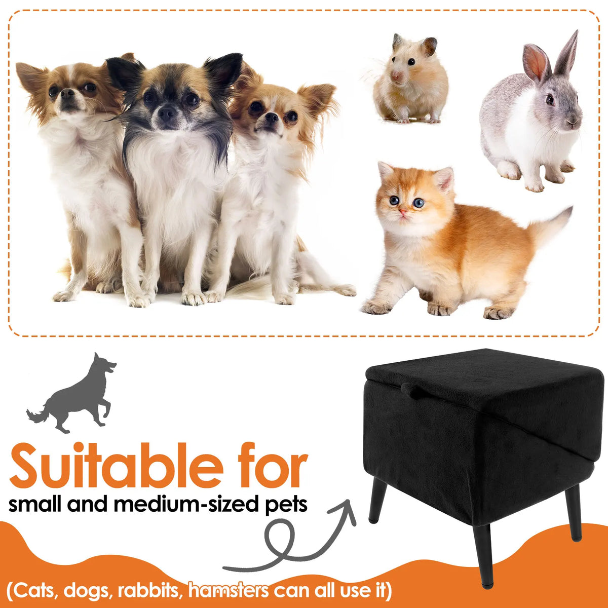 2-in-1 Folding Dog Ramp & Ottoman Pet Steps