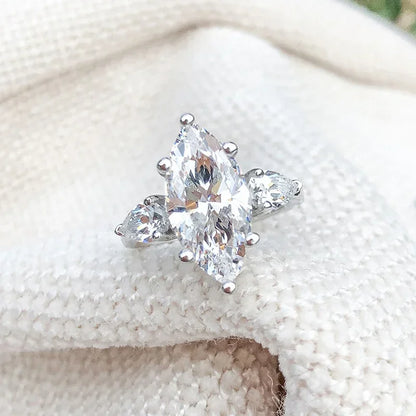 NKHOG 3 Carat Marquise Cut Moissanite Ring