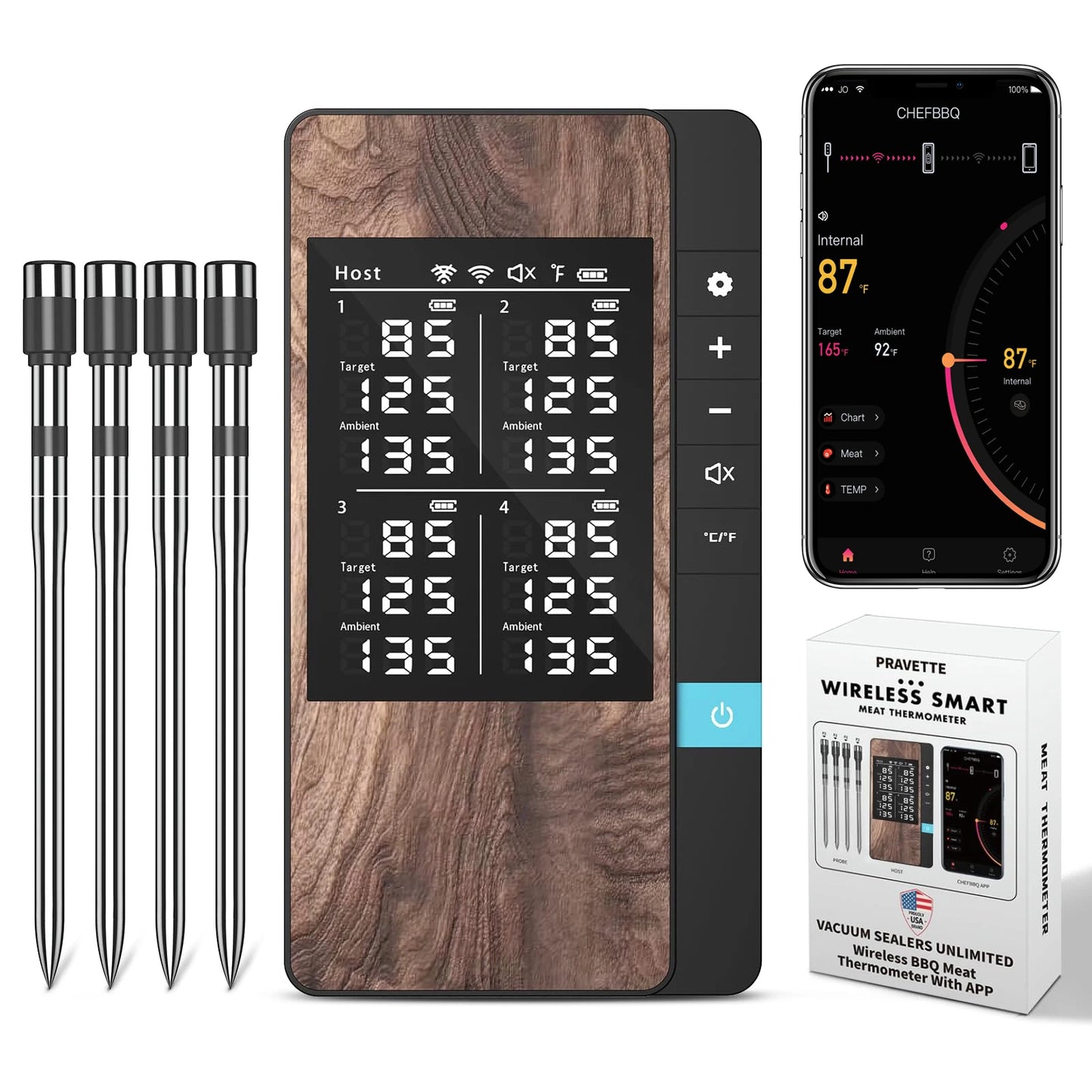 Wireless Bluetooth Meat Thermometer with LED Display