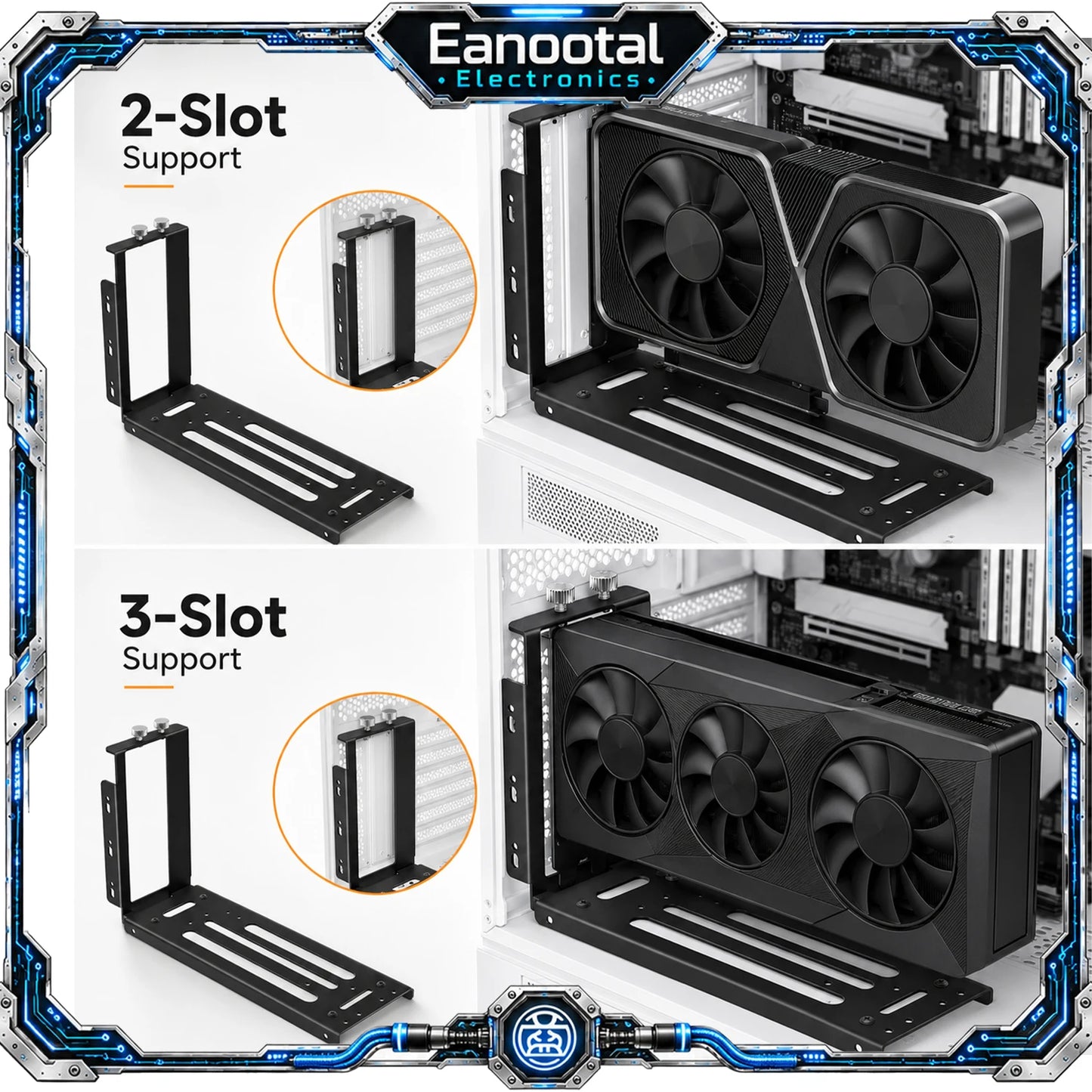 Vertical GPU Mount Bracket with PCIe x16 Riser Cable