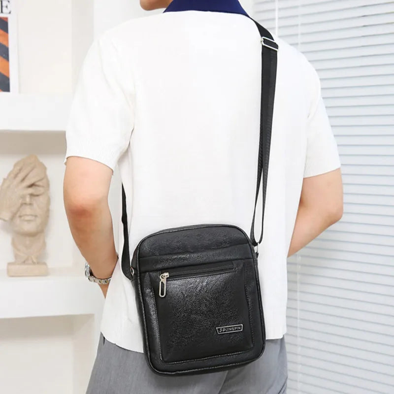 Men's Genuine Leather Crossbody Shoulder Bag