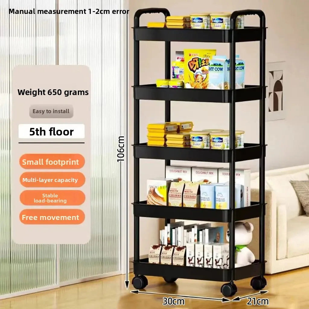 5-Tier Rolling Storage Trolley Rack