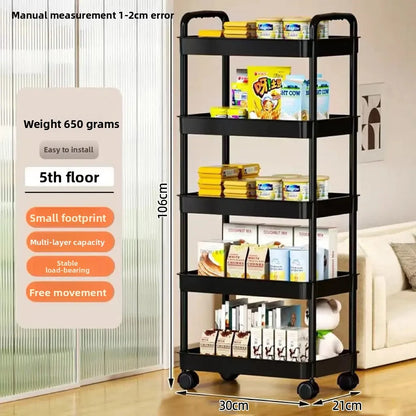5-Tier Rolling Storage Trolley Rack