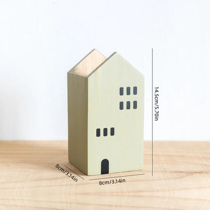 Wooden House Pen Holder & Desktop Organizer