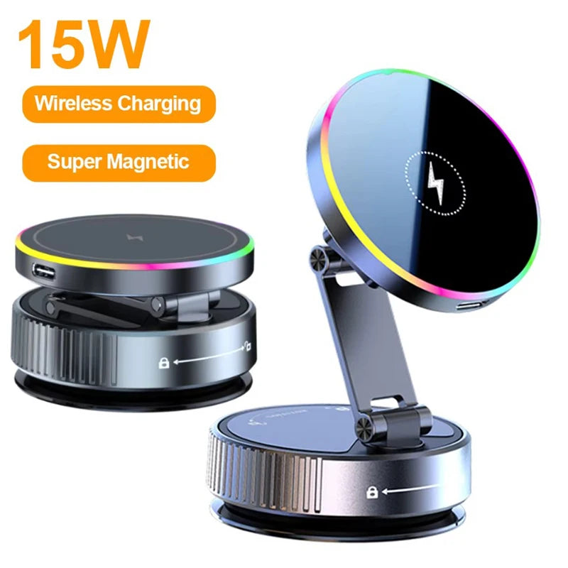 15W Wireless Car Charger Phone Holder with RGB Light