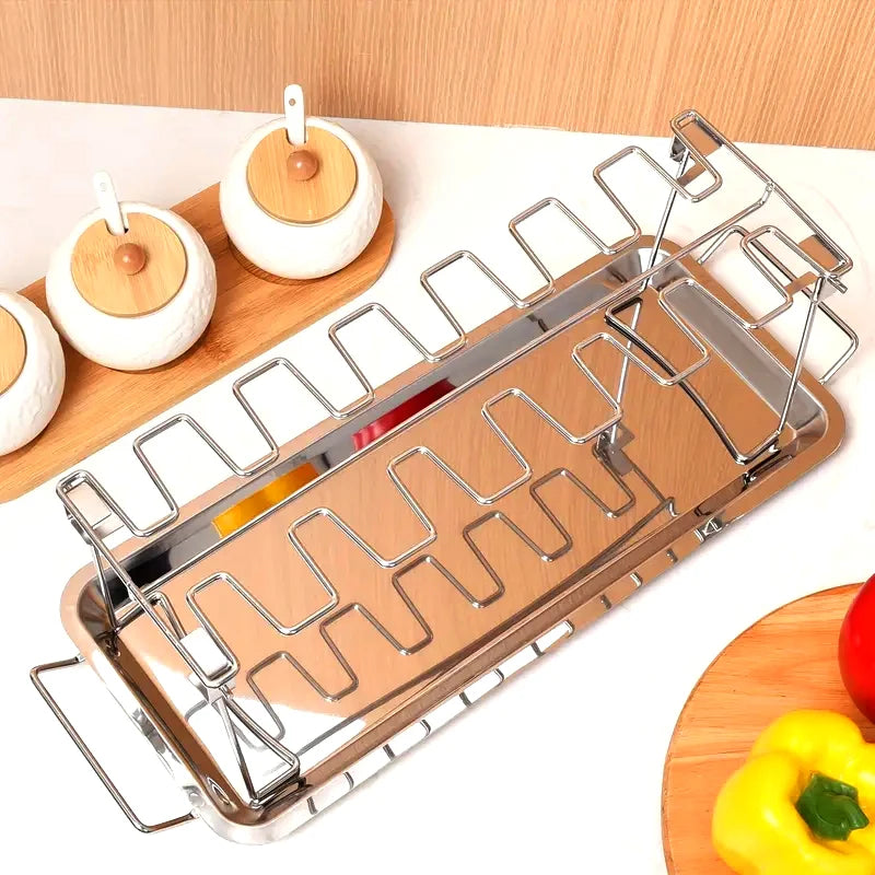 Stainless Steel Chicken Leg Rack with Drip Tray
