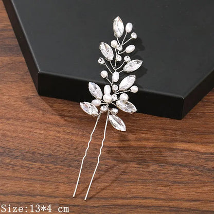 Pearl Rhinestone Flower Hair Pins