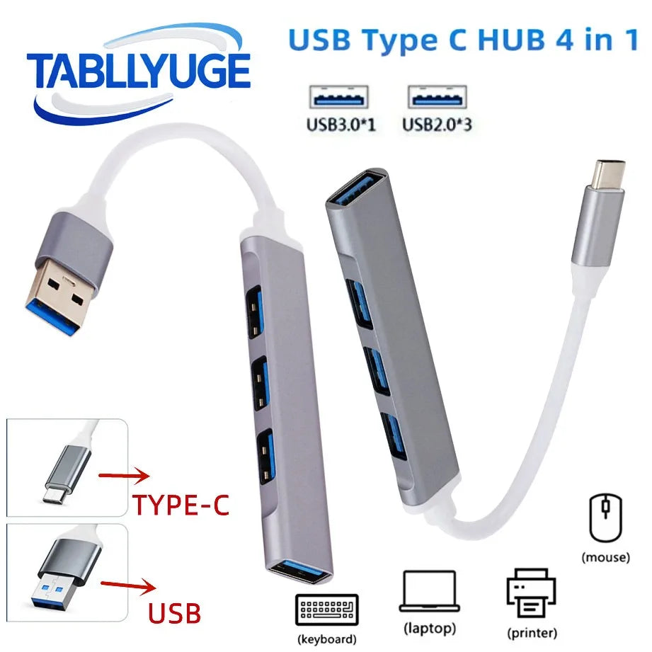 4-Port USB & USB-C Hub Adapter