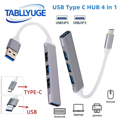 4-Port USB & USB-C Hub Adapter