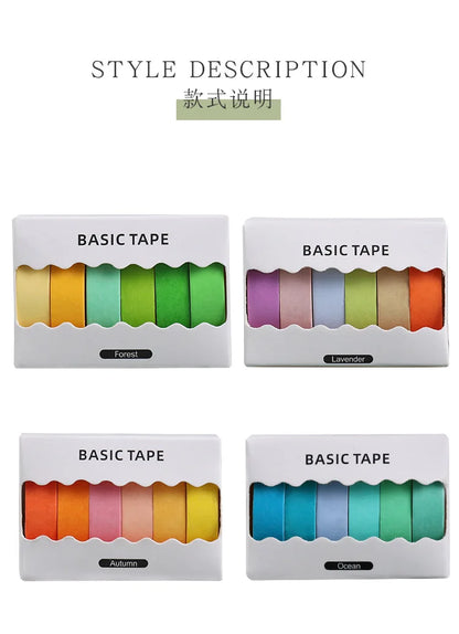 6-Pack Pastel Washi Masking Tape Set – 0.9cm × 3m