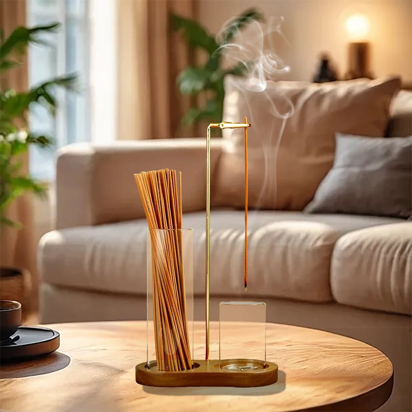2-in-1 Glass Incense Holder with Ash Catcher