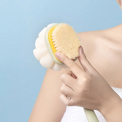 Long Handle Shower Body Brush with Loofah & Exfoliating Bristles