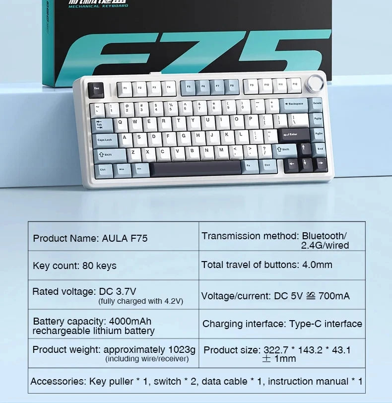 AULA F75 Tri-Mode Mechanical Gaming Keyboard