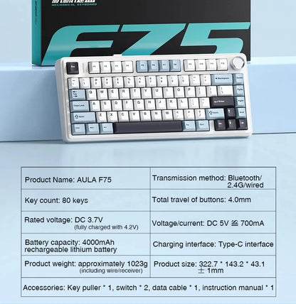 AULA F75 Tri-Mode Mechanical Gaming Keyboard