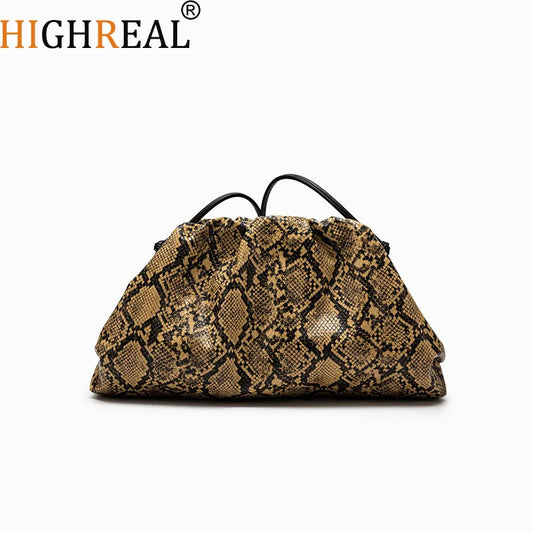 Ruched Snake Print Shoulder & Crossbody Bag