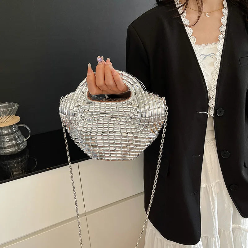 Metallic Acrylic Woven Handbag