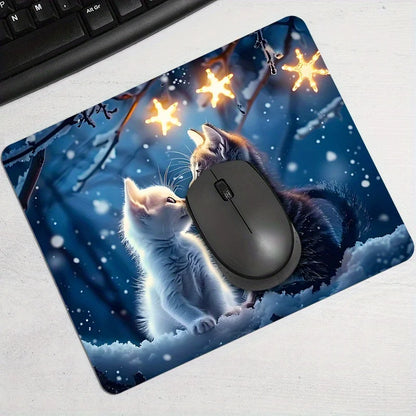 Whimsical Cat Couple Gaming & Office Mouse Pad
