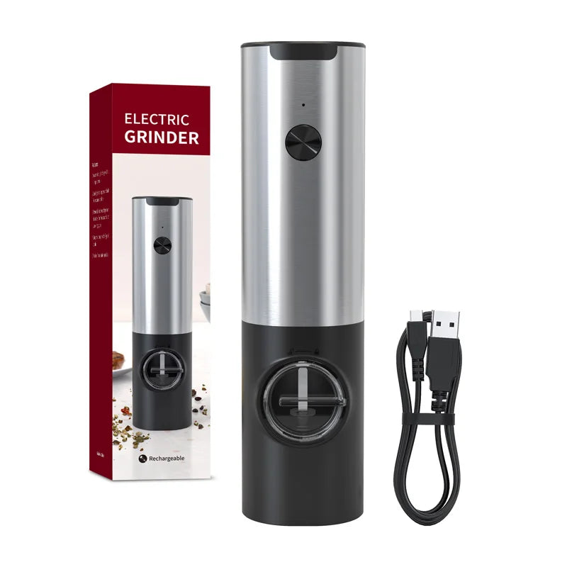 Electric Stainless Steel Spice Grinder with LED Light & Charging Base