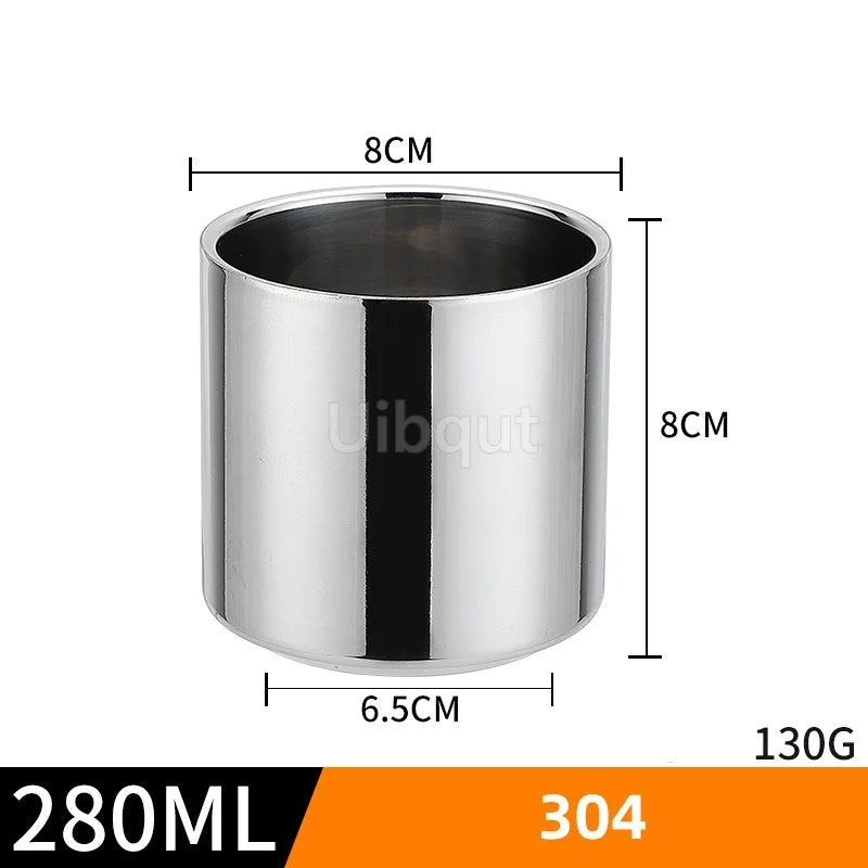 Double Wall Stainless Steel Coffee Cup Set with Spoon & Saucer