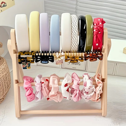 Foldable 3/4-Tier Wooden Jewelry Display Stand