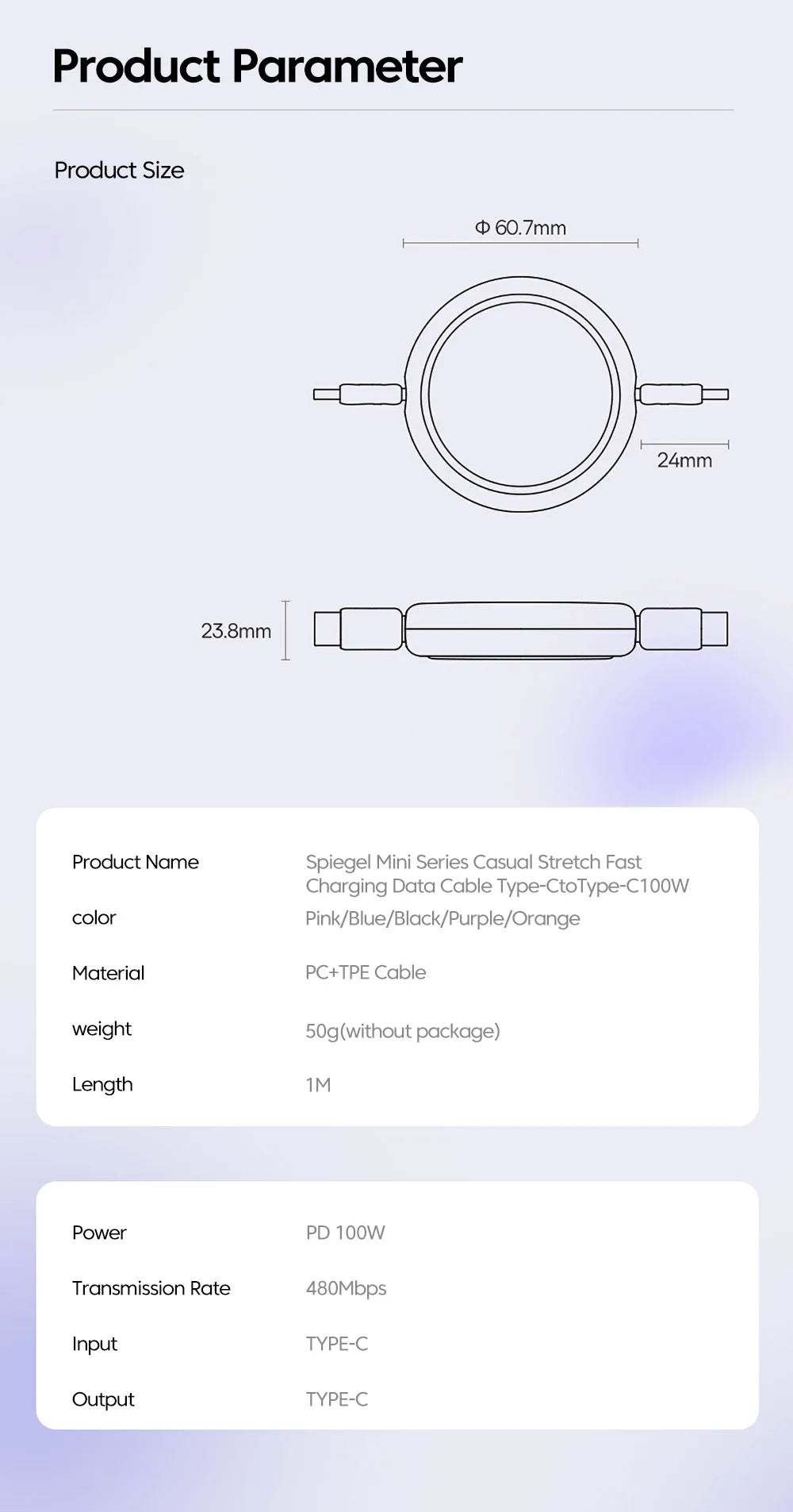 Retractable USB-C Fast Charging Cable