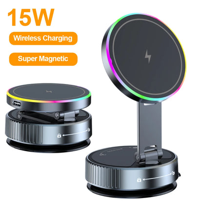 15W Wireless Car Charger Phone Holder with RGB Light