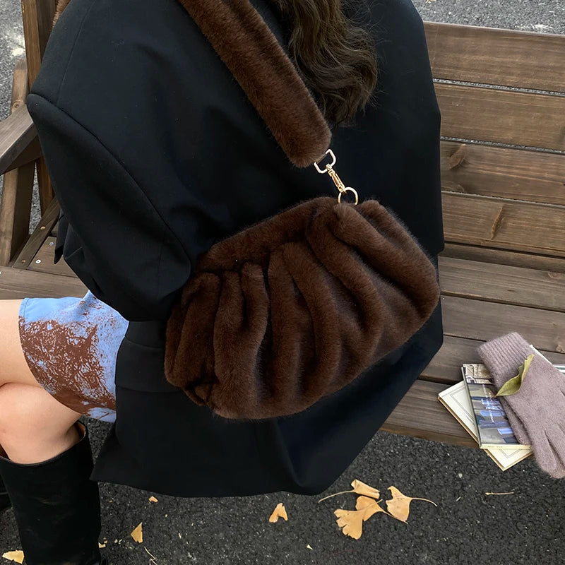 Women’s Faux Fur Cloud Shoulder Bag