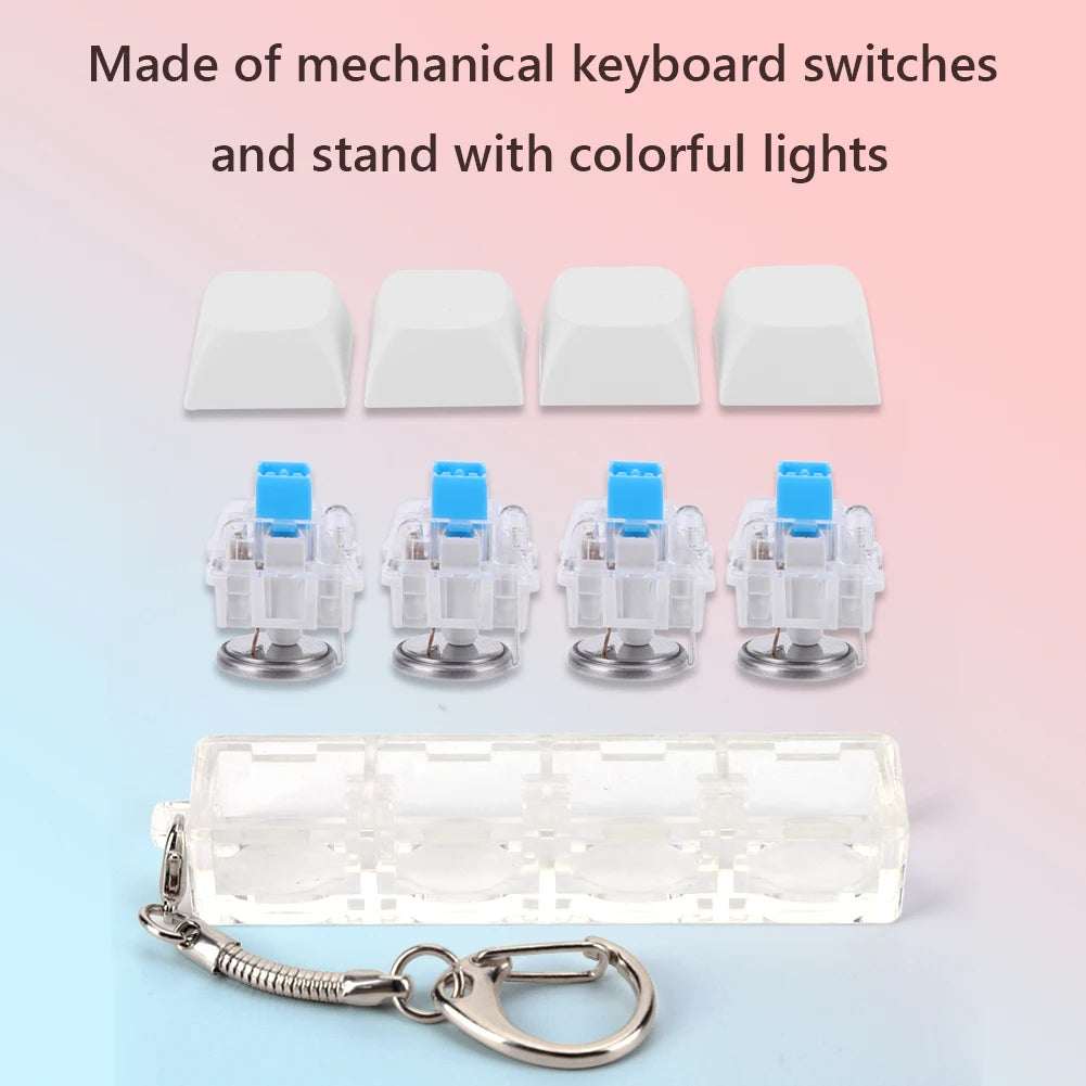 4-Key Keyboard Fidget Keychain with LED Light