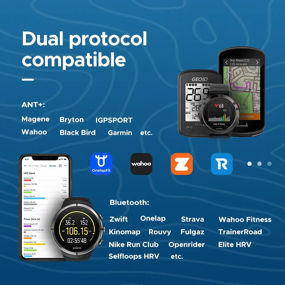Bluetooth & ANT+ Chest Strap Heart Rate Sensor