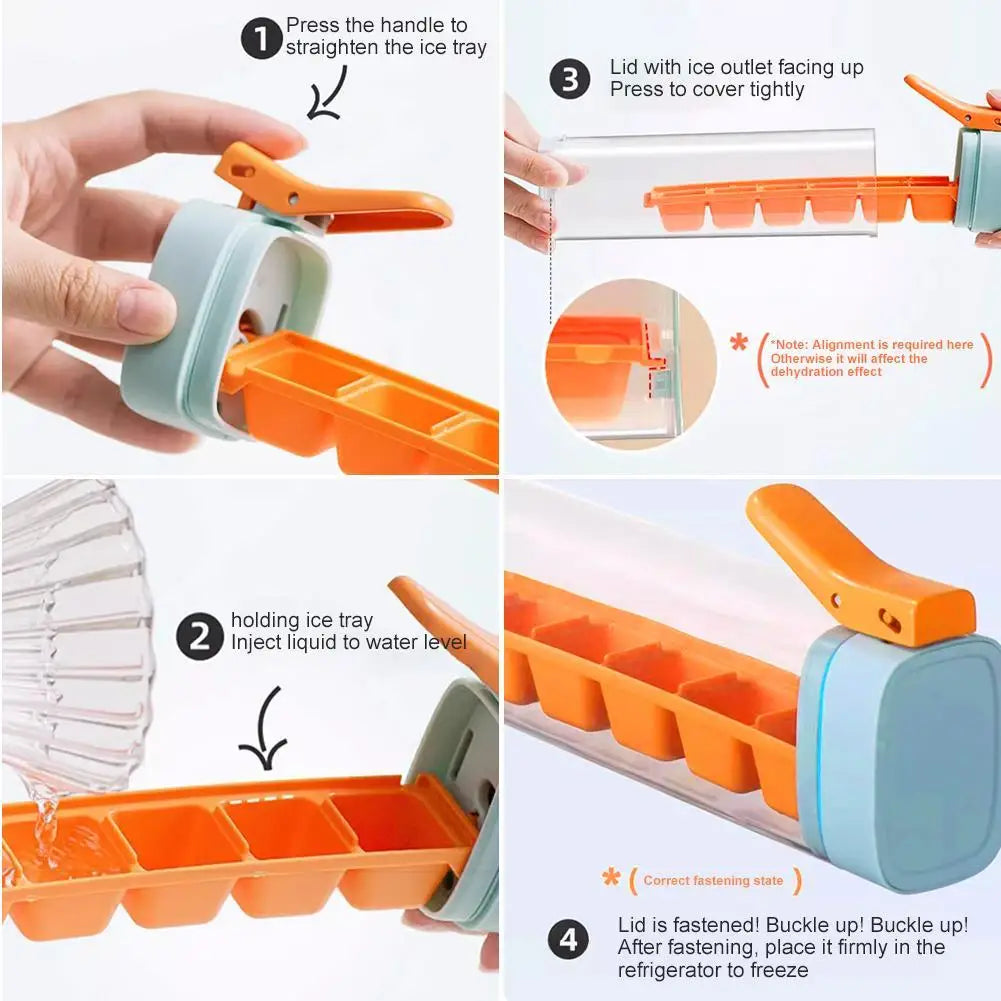 One-Press Silicone Ice Cube Maker with Storage Box