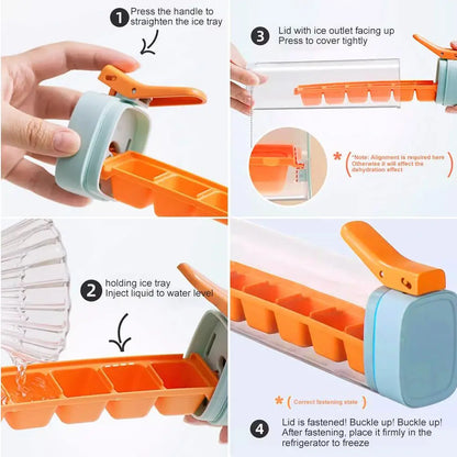 One-Press Silicone Ice Cube Maker with Storage Box