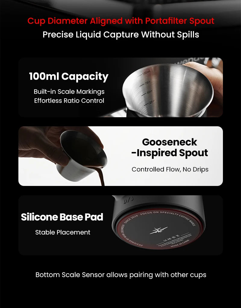 USB Rechargeable Coffee Scale with Stainless Steel Cup