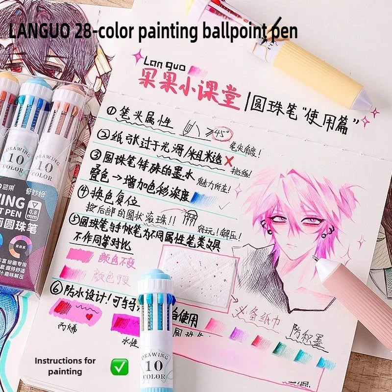 0.8mm Soft Grip Multi-Colour Ballpoint Pen for Drawing & Writing