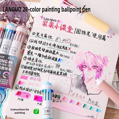 0.8mm Soft Grip Multi-Colour Ballpoint Pen for Drawing & Writing