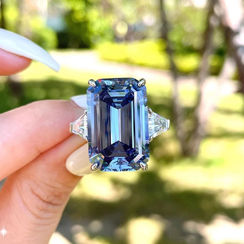 925 Sterling Silver Sapphire Statement Ring