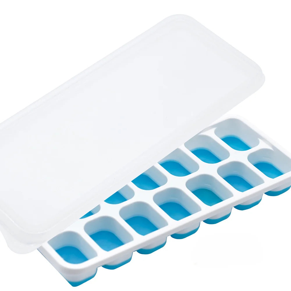 14-Grid Silicone Ice Cube Tray with Lid