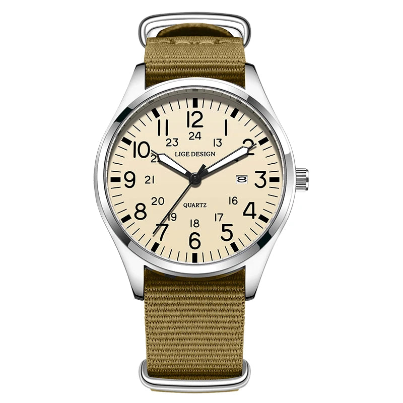 Men's Military Sports Quartz Watch with Nylon Strap